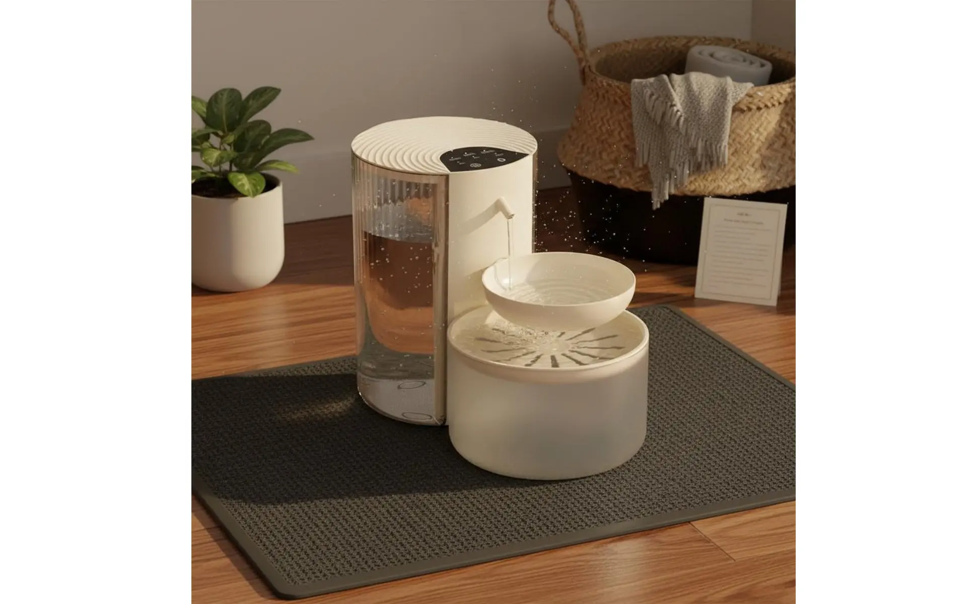 Clean Water Separator Fountain Two Reservoir Design 3L Feline Water Dispenser for Cats