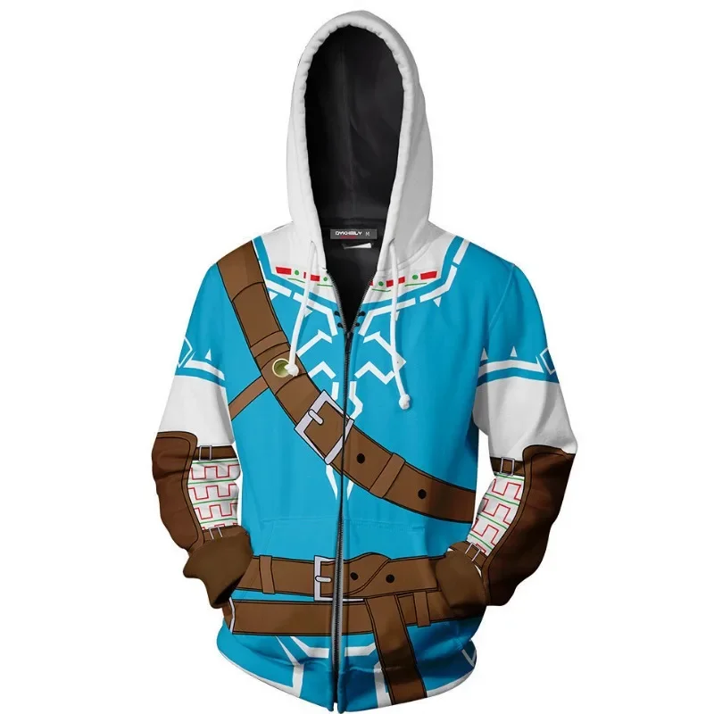 Cosplay Legend Zelda Link felpe con cerniera top giacche felpa con stampa 3D Anime per cappotto da uomo adulto moda Streetwear