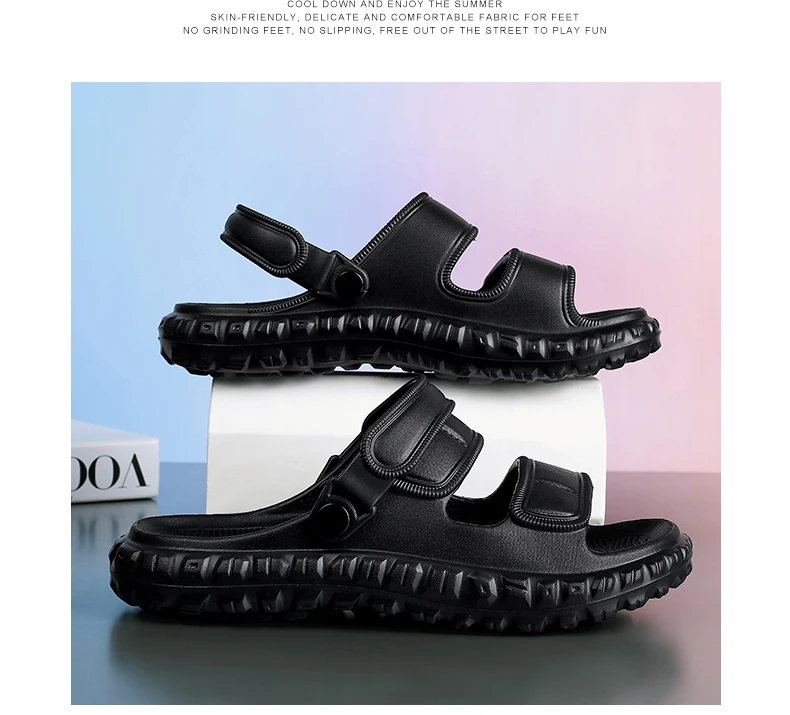 Sommerliche Übergrößen-Herrensandalen: Outdoor-Freizeitschuhe, Leder-Gartenschuhe, Rutschfeste Römerschuhe, Strand-Flip-Flops – Detail 4