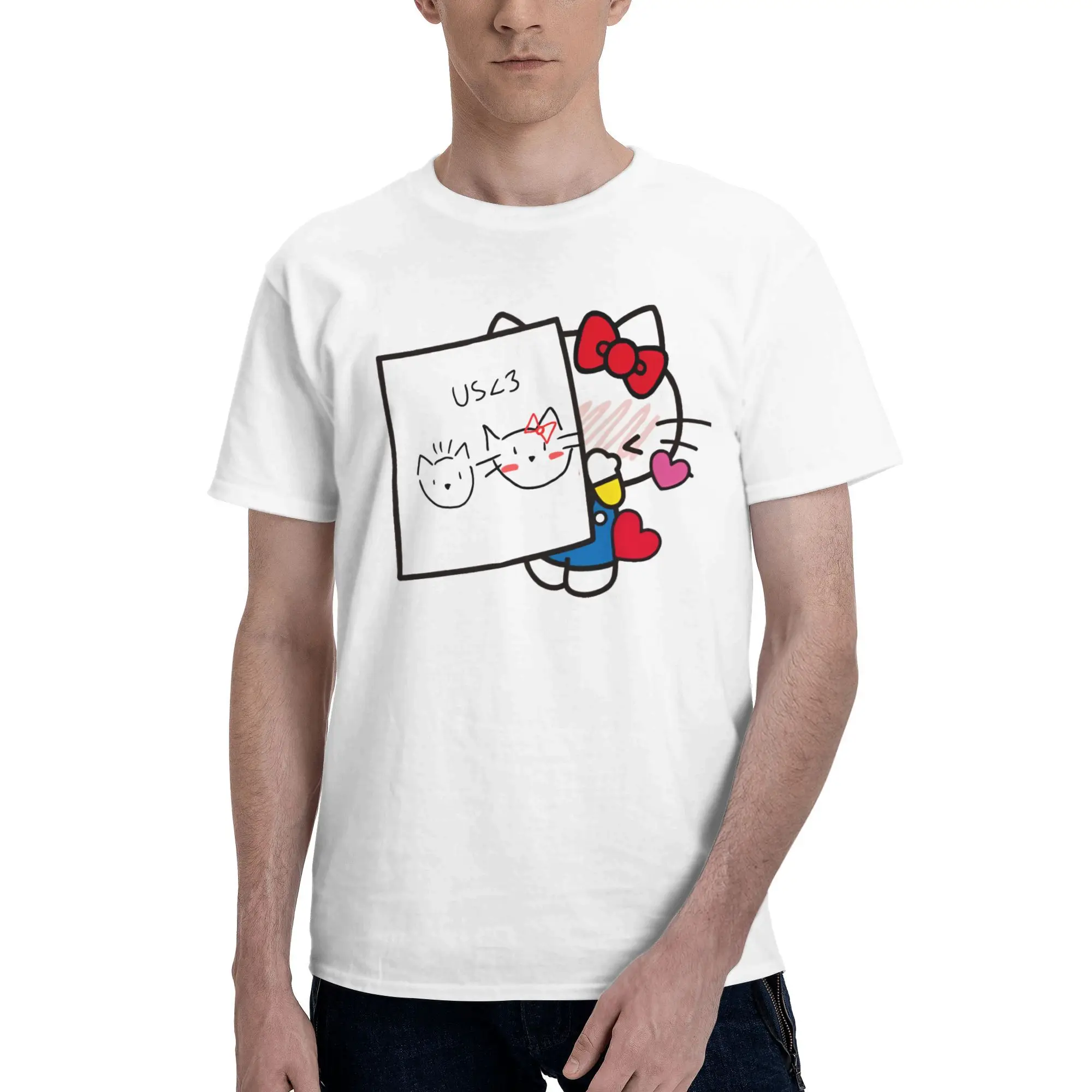 

Hello Kitty T Shirts Men Cotton Awesome T-Shirt Round Neck Japanese Tee Shirt Short Sleeve Clothing 6XL