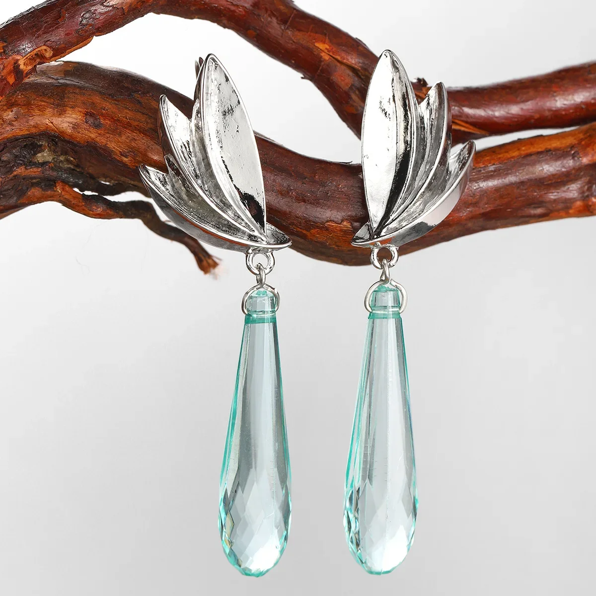 SODROV Elegant Bird of Paradise Chalcedony Crystal Earrings Party Exaggerated Long Earrings for Women Gift Statement Jewelry