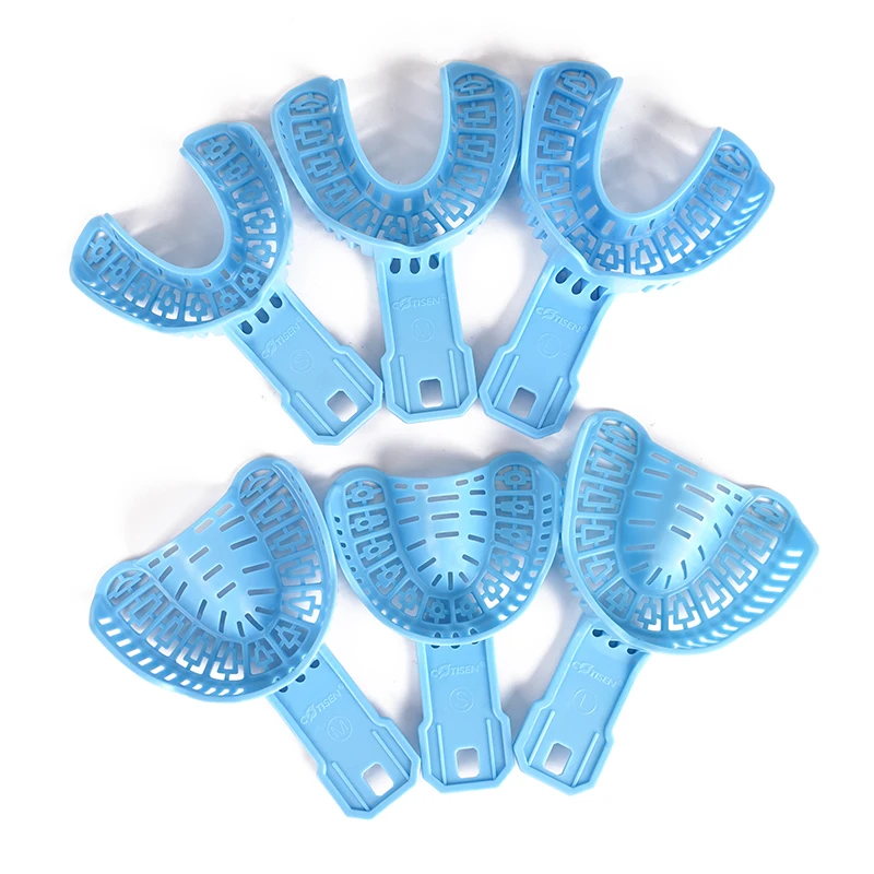 

6Pcs/set Dental Implant Impression Tray Disposable Denture Trays Plastic Teeth Holder Trays S/M/L Dentistry Material Tools