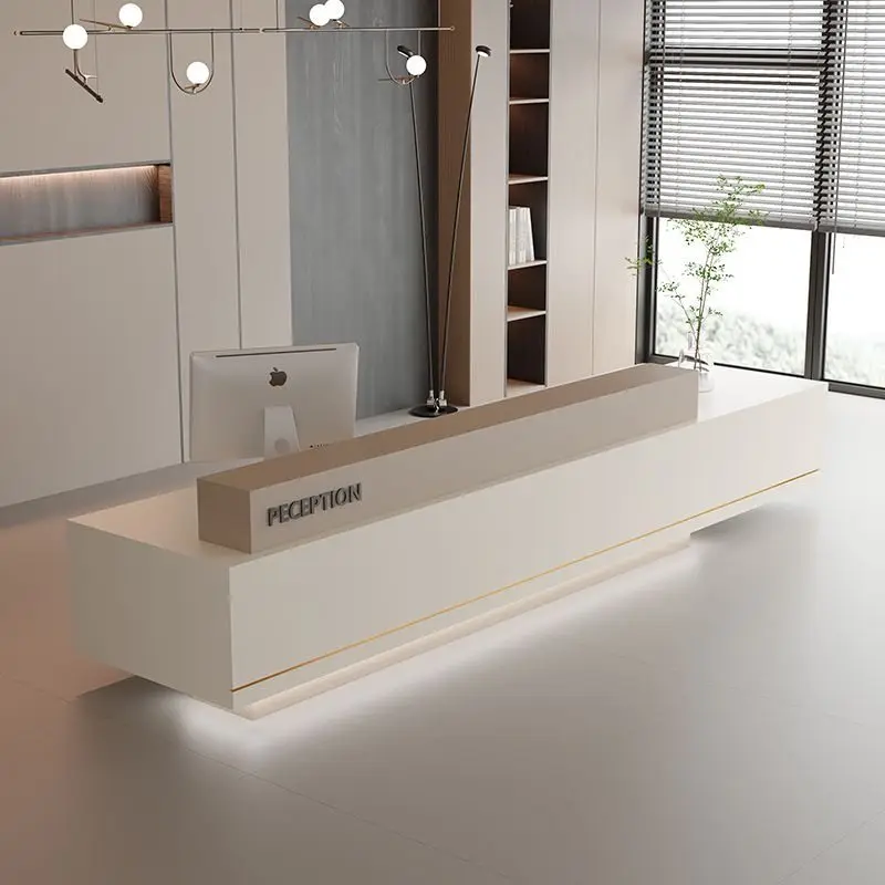 

Brown Luxury Reception Desks Cheap Design Storage Drawer White Reception Desks Modern Tall Long Empfangs Tresen Office Furniture