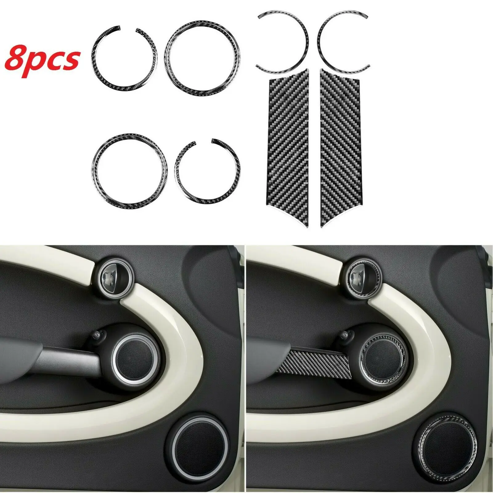 Carbon Fiber Car Door Speaker Cover Door Handle Sticker Car Interior For Mini Cooper Hardtop R56 Clubman R55 Convertible R57