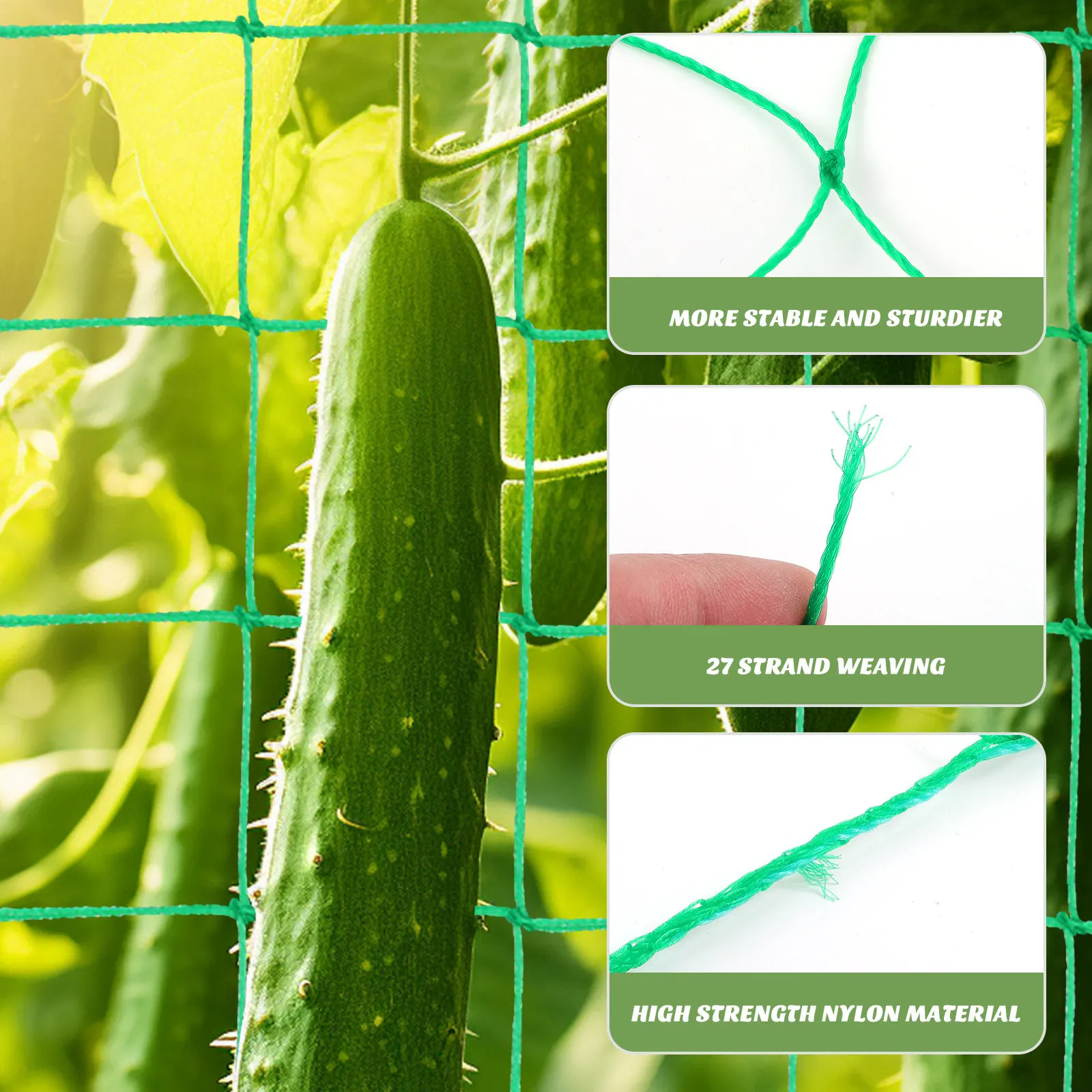 Garden Trellis Netting for Climbing Plants Premium Nylon Plant Support Net Sunlight Air Circulation Vine Grid Cucumber Bean