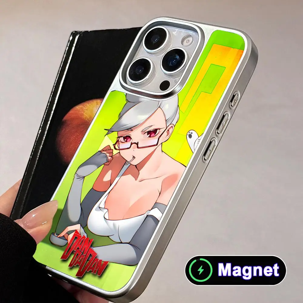 

Dandadan Seiko Ayase Phone Case for iPhone 17 16 15 14 13 12 11 Air Pro Max Plus Electroplated Silver Magnet Cover