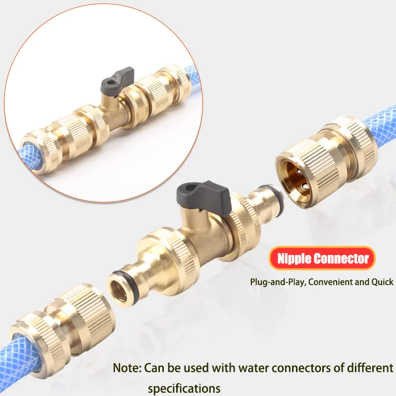 

Leakproof with Rubber Gaskets 3/4" Brass Ball Valve Quick Connector - EU Thread Bidirectional Flow for Car Wash & Garden Hoses