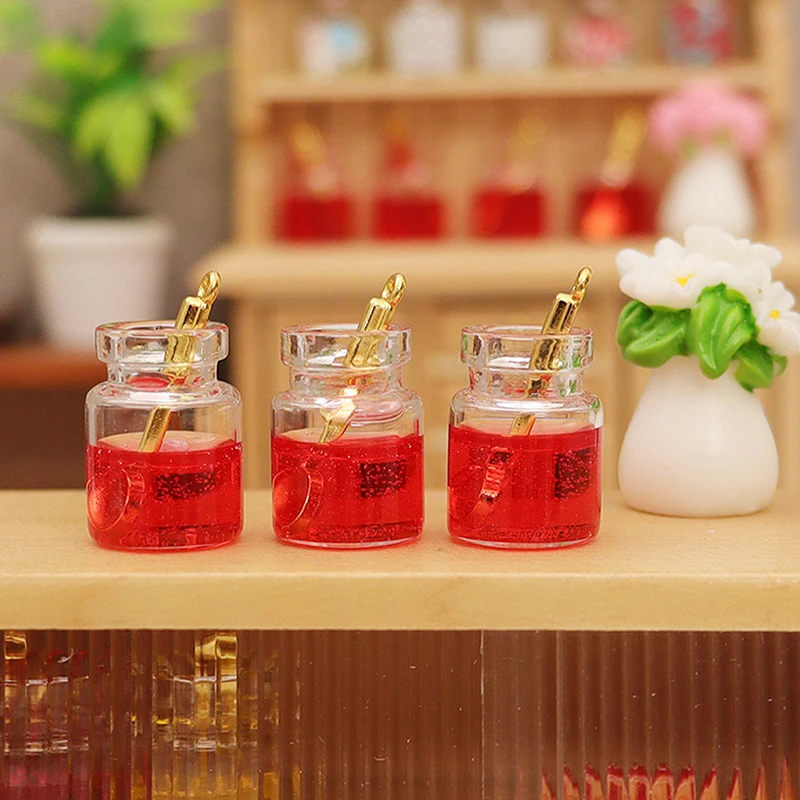 5 Stuks 1/12 Poppenhuis Simulatie Mini Glazen Pot Jam Model Poppenhuis Keuken Decoratie Poppenhuis Micro Scène Foto Props