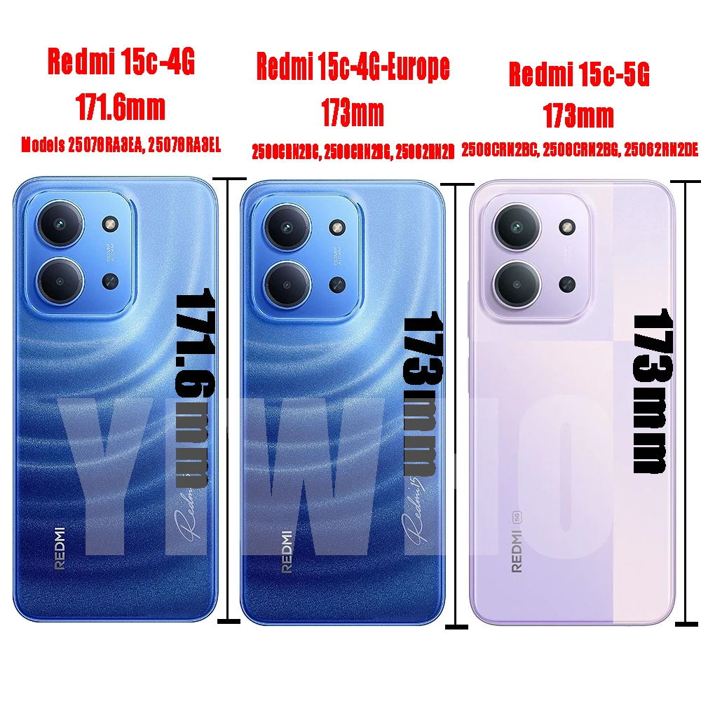 4Pcs Tempered Glass for Redmi 15c 4G 5G 171MM/173MM Screen Protectors Protective Glass Cover Film for Xiaomi Redmi15c Case