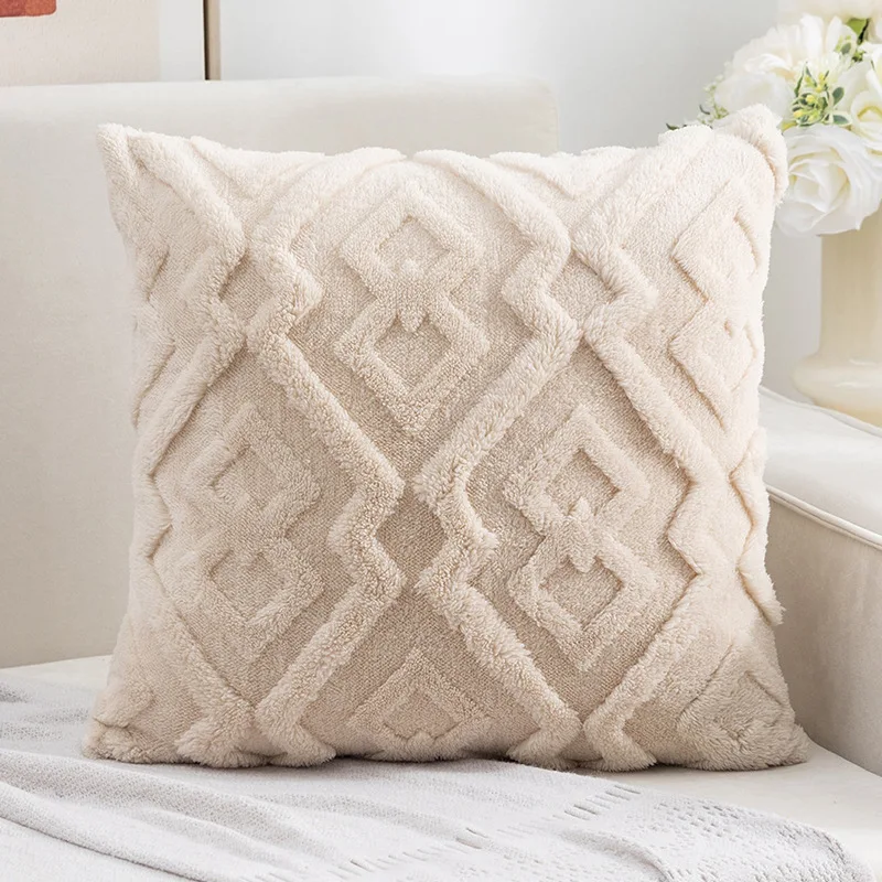 

1pcs Modern Simple Pillowcase Single-sided Knitted Plush Pillow Core-free Office Sofa Waist Pillowcase Bed Head Cushion Cover