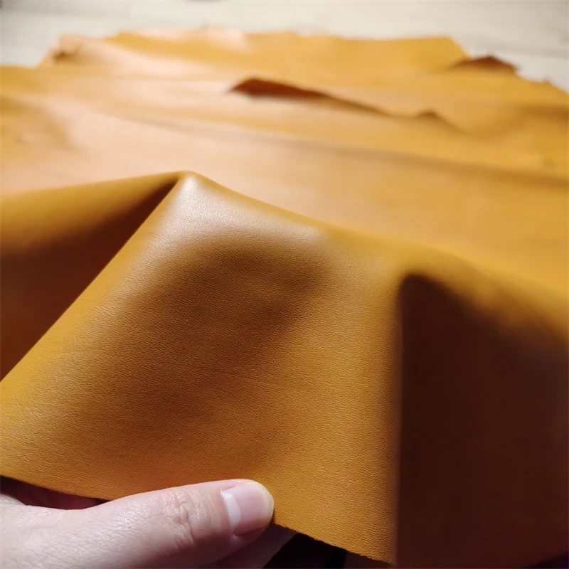 1mm Sunset Yellow Sheepskin. First Layer Leather. Real Leather Fabric. Handmade DIY For Clothes. Bag. Whole Sheepskin