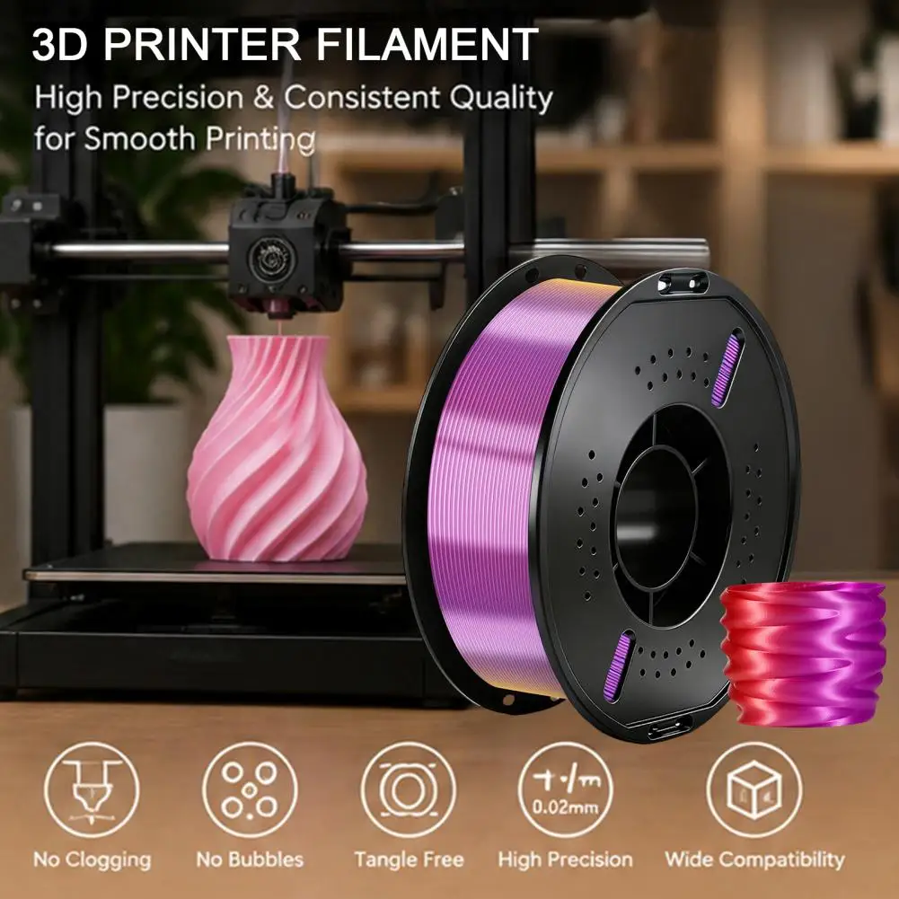 Gradient Pla Filament Three-color Gradient Silk Pla Filament 1.75mm 1kg Spool Shiny Multicolor 3d Printer Material Diy Figurines