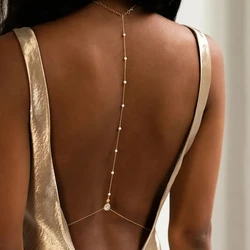 Stonefans Fashion Bridal Pearl Back Chain Jewelry Underwear for Wedding Dress Charm Lady Drop Crystal Body Jewelry Accessories