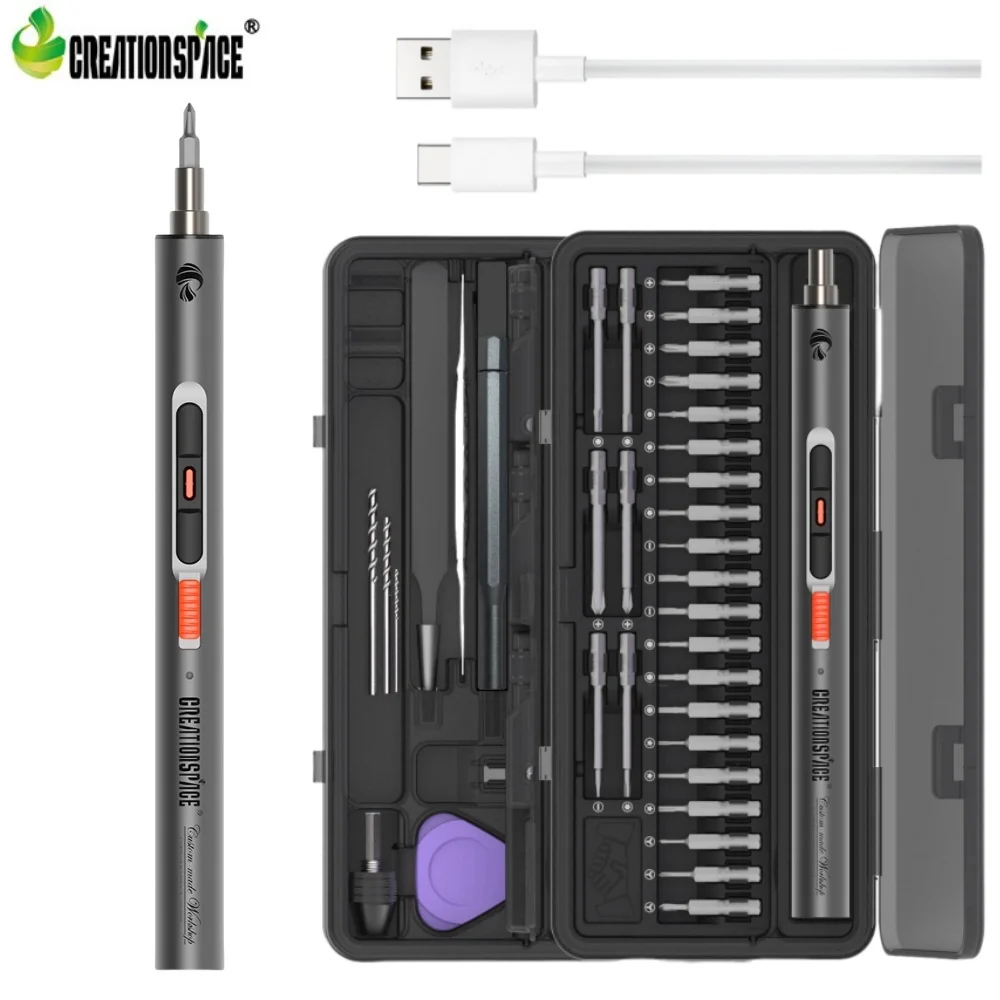 

CreationSpace 3.7V Precision Screwdriver Set, with Electric Drill Function, 3 Gears Torque for Phone Camera Laptop Watch Repair
