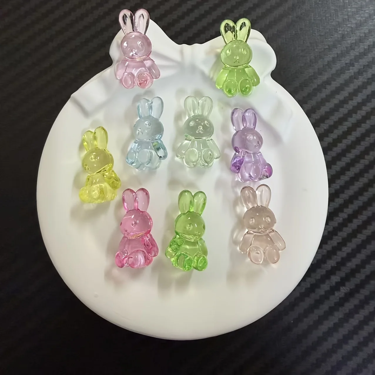 50 Multi-Colored Transparent 3D Bunny-Shaped Beads, Straight-Hole Cartoon Bunny Loose Beads, Creative Beading Materials for Handmade DIY Bracelets, Necklaces, Pendants, and Earrings