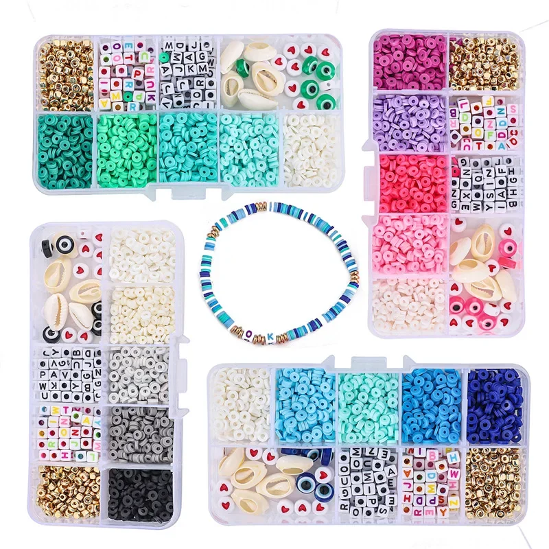 1350 pcs Colorful Clay Beads Kit for Jewelry Making DIY Necklace Accessories Making Kit for Girls Kids Bracelet Beading Supplies