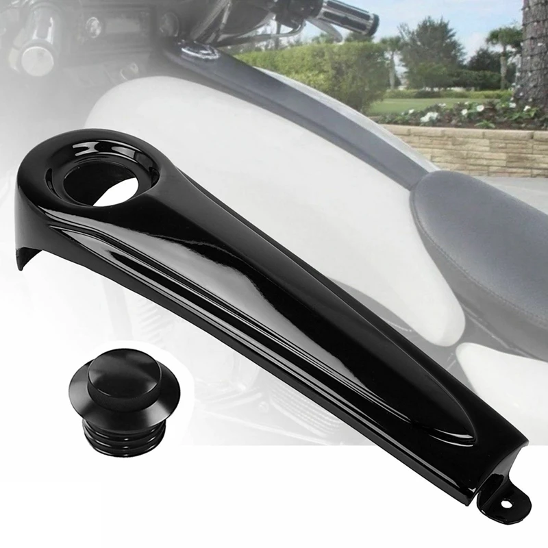 1 PCS Glossy Black For NEW Motorcycle Stretched Dashboard Panel +Gas Tank Cap Cover For- Electra Glide Touring FLHT