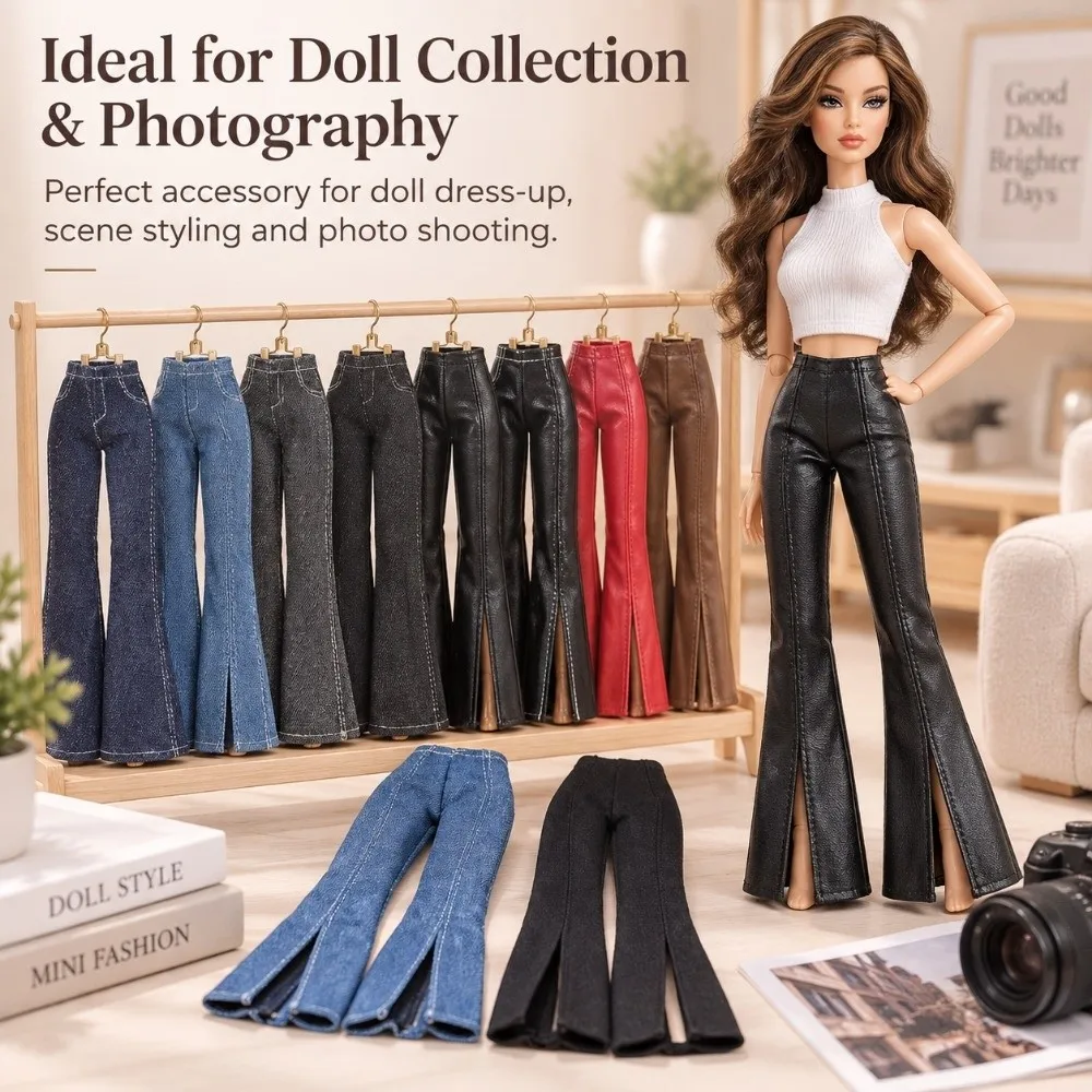 Multi Style Long Trousers Fashion Many Style 30cm Doll Girls Kids Toys High Waist Front Slit Flare Pants
