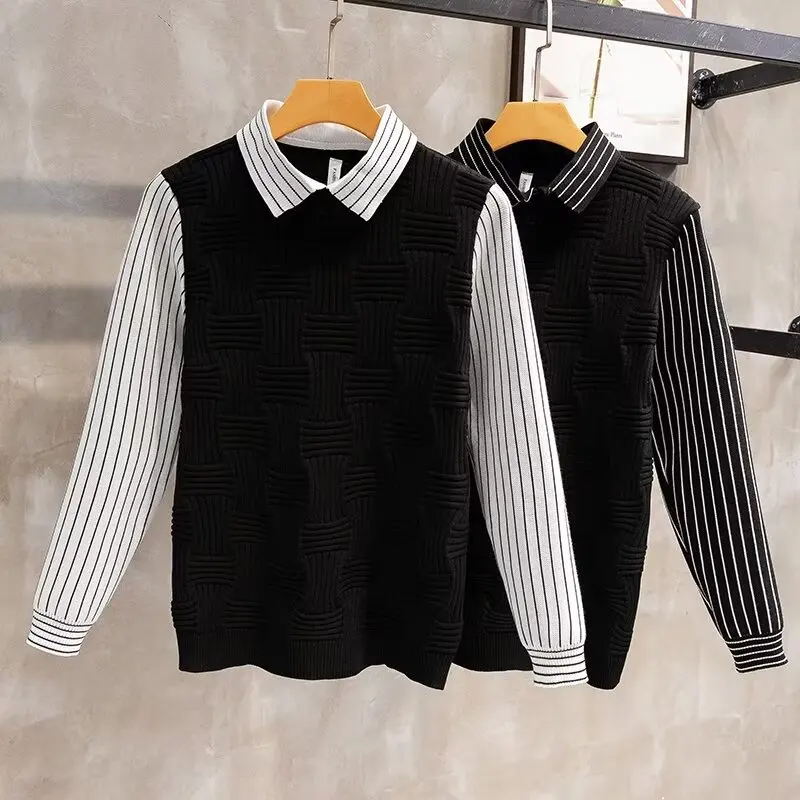 

Мужской вязаный свитер с воротником, осень-зима, новинка, нижний слой с внутренней стороны, повседневная одежда Long Sve