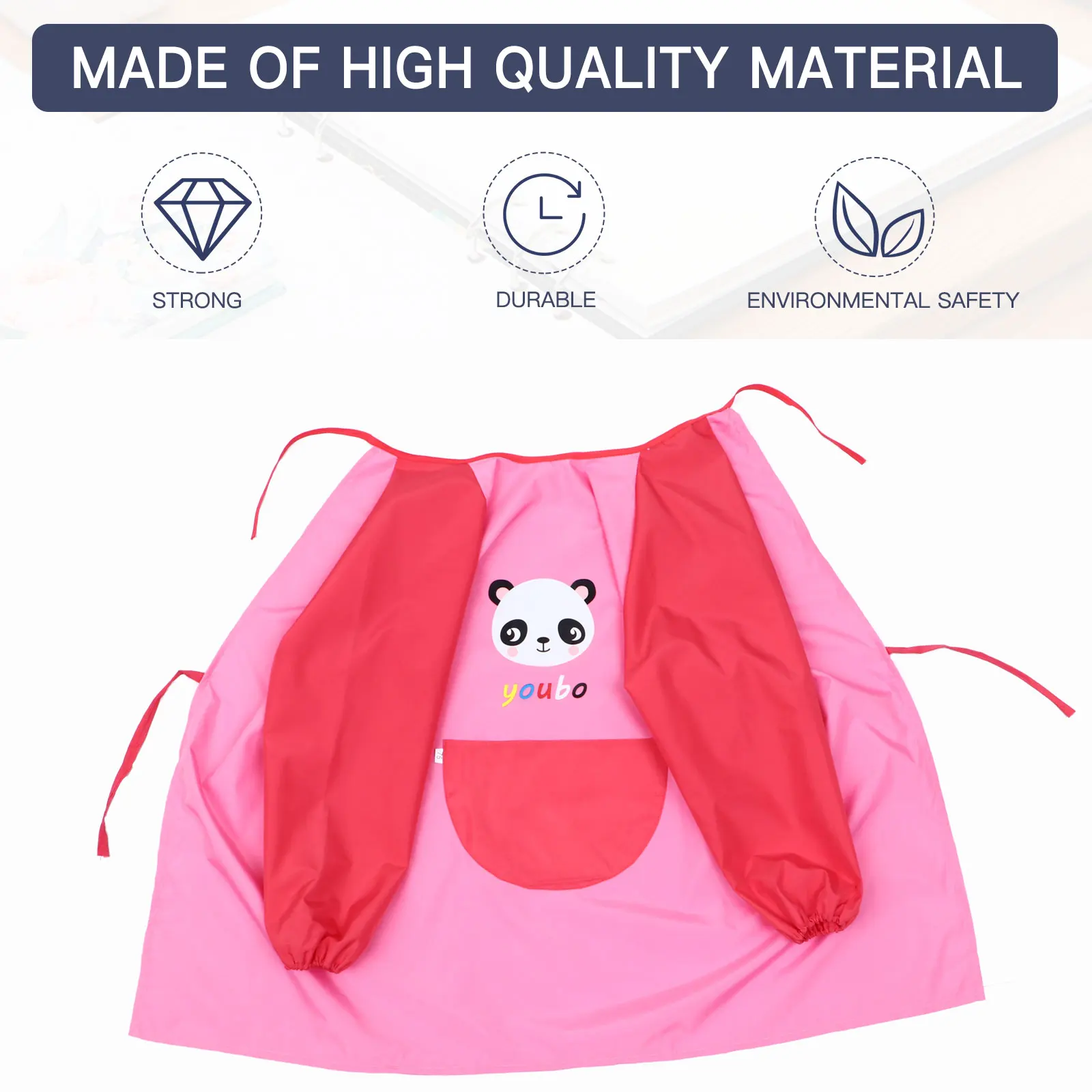 

Waterproof Apron Bibs Polyester Baby Feeding Smock Eating Children High Density Woven Pocket Design Storage Adjustable Band