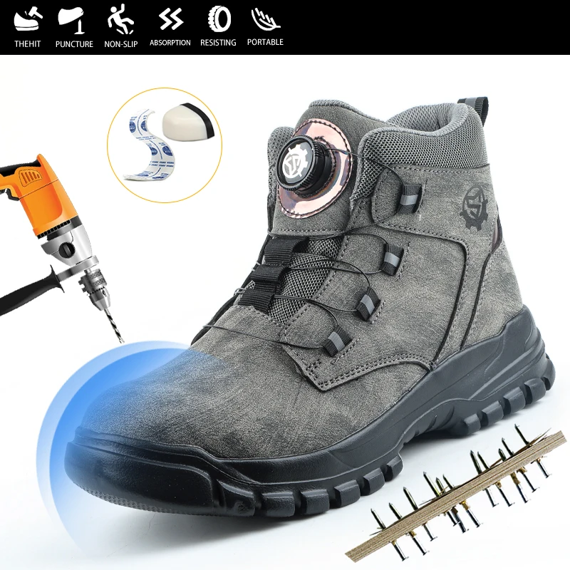 Knob Buckle Safety Shoes, Mining Boots, Protective Shoes, Labor Protection Shoes, Automobile Manufacturing, Garden Gardening