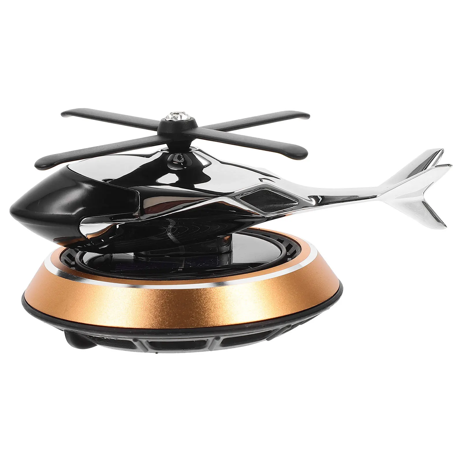 

Car Perfume Ornaments Helicopter Solar Aircraft Dashboard Aromatherapy Air Freshener Gem Blue Car Interior Decoration