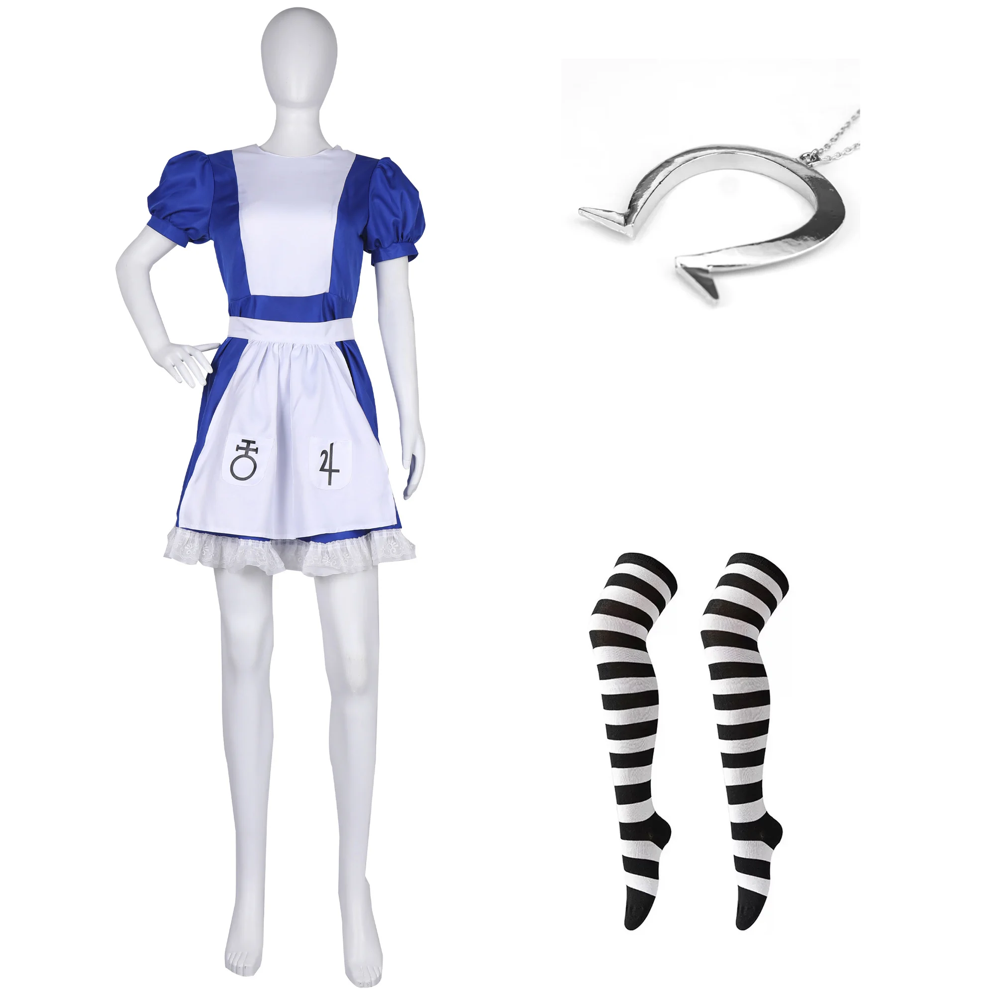 Game Alice Madness Returns Alice Cosplay Costume Princess Dress Maid Dress For Women Girls Halloween Suit Accessory