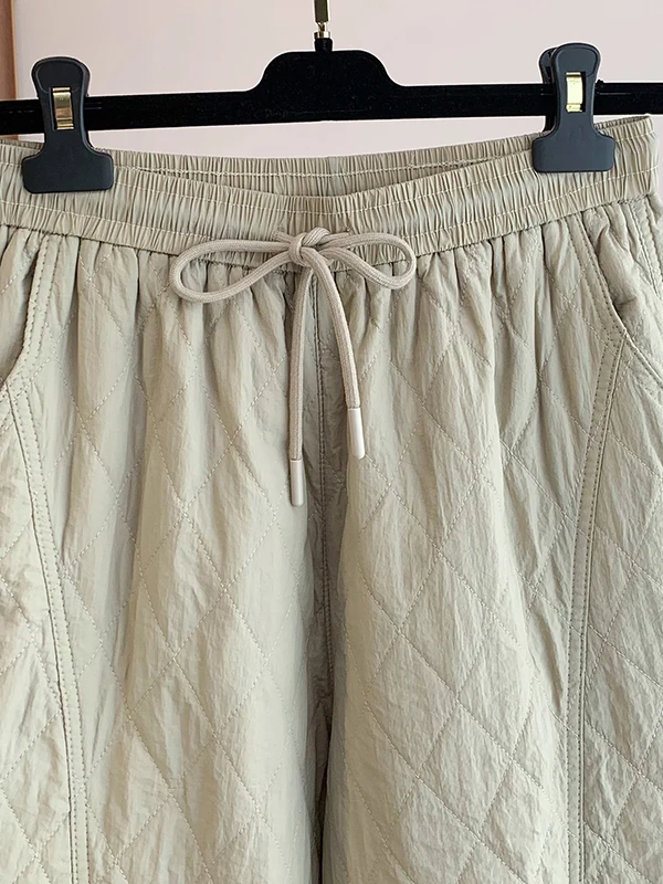 Pantaloni in cotone da donna Pantaloni invernali a vita alta a gamba dritta a gamba larga Pantaloni in cotone a nove punti