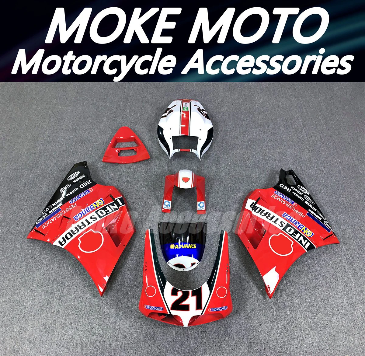 

Moke moto Motorcycle Fairings Kit Fit For 748 916 996 998 Bodywork Set Abs High Quality Injection Red Black