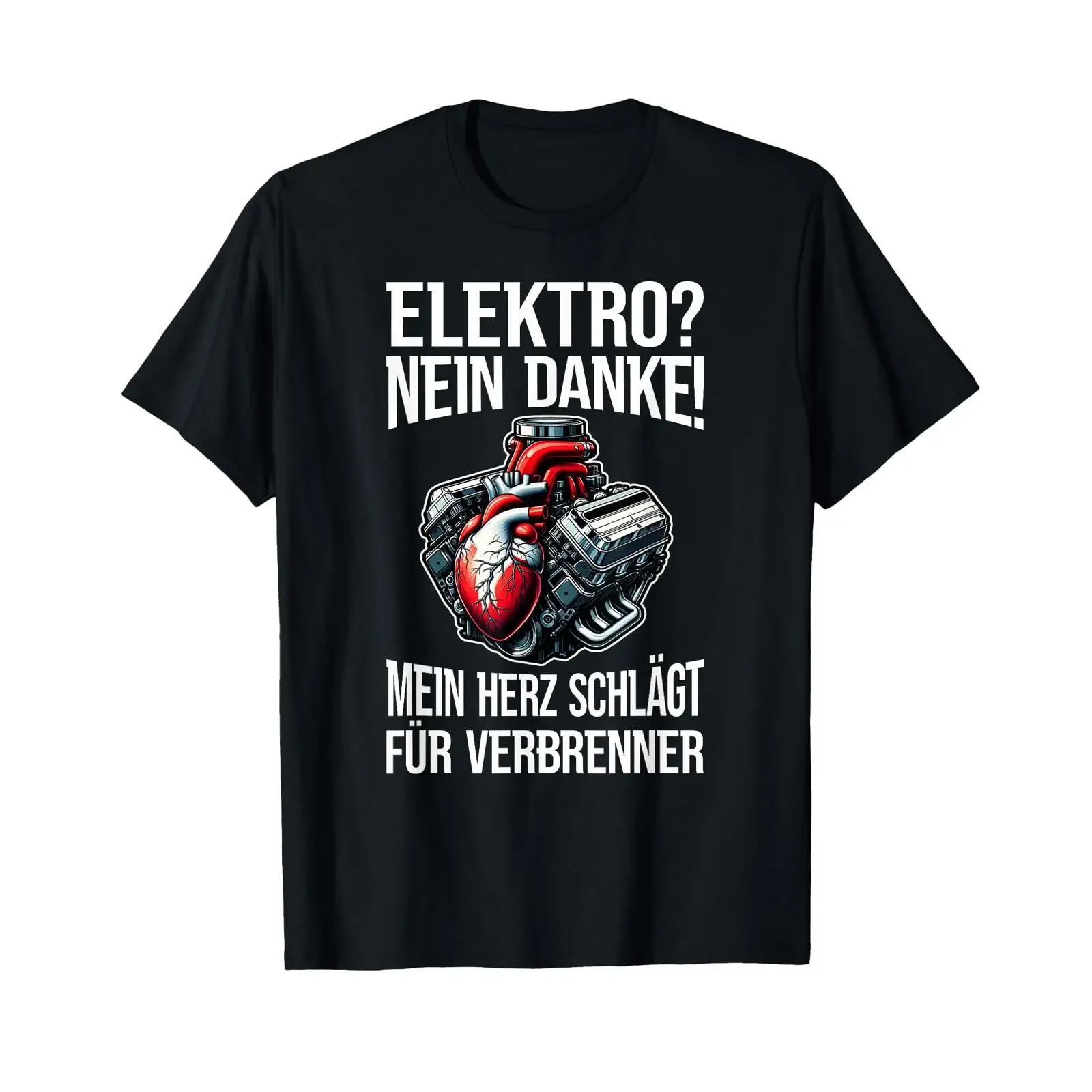 T shirt with German text Electric No thanks Internal combustion engine V8 vintage Washed homme Stretched Stylish Versatile