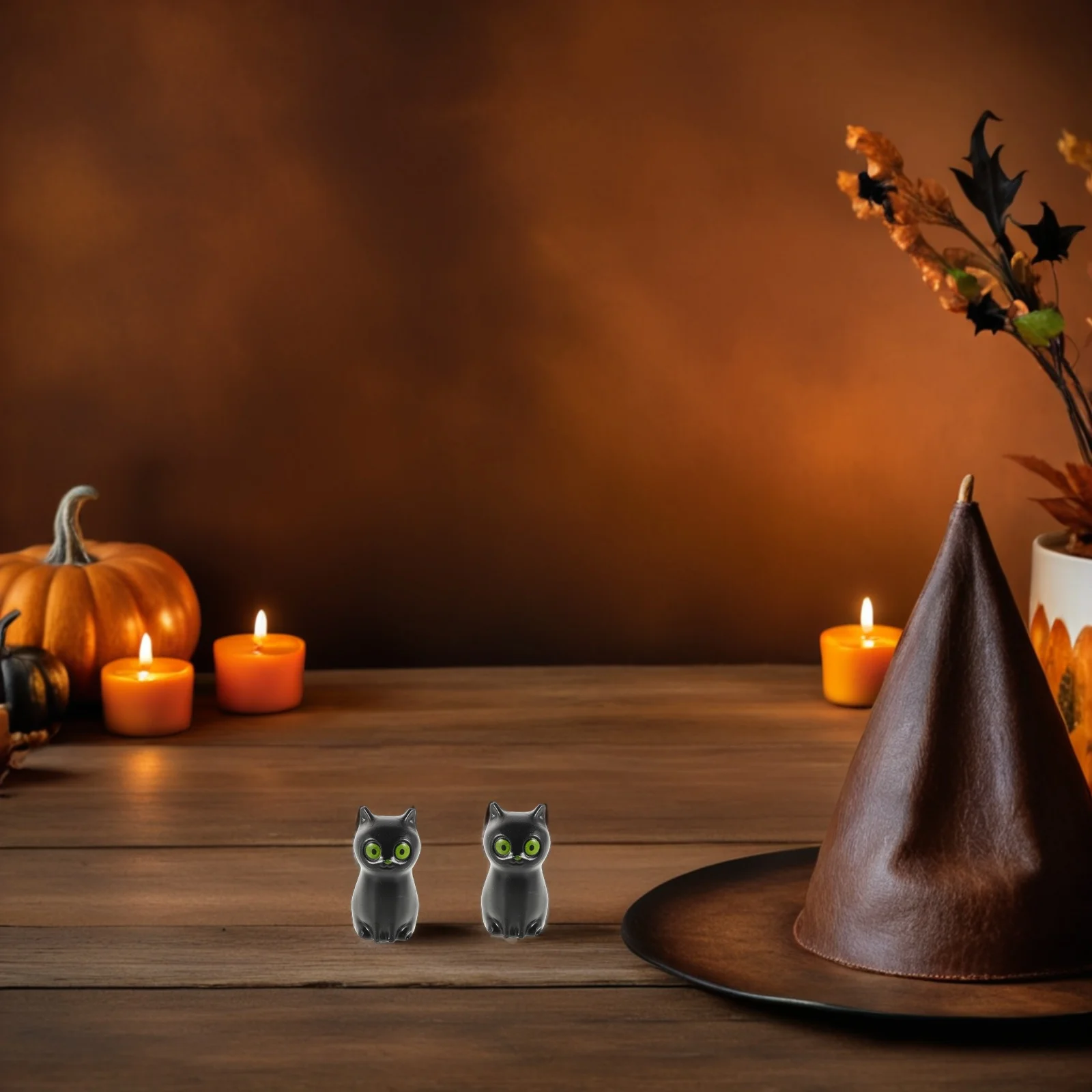 

30Pcs Black Cat Resin Spooky Ghost Statues Halloween Table Decor Home Garden Desktop Resin Animal Decorations Halloween Supplies