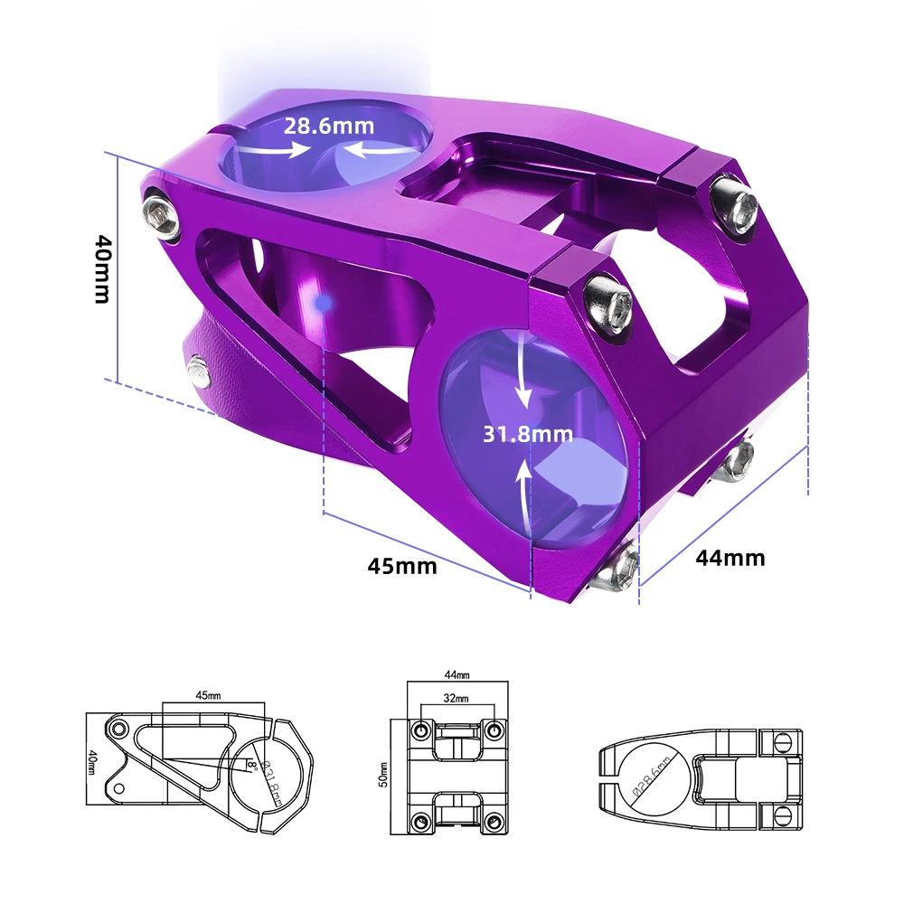 MTB Stem 31.8x45mm 8° High-strength Short Handlebar Stem Aluminum Alloy Bicycle Bridge Racing Downhill Bike / Road Bike Stem