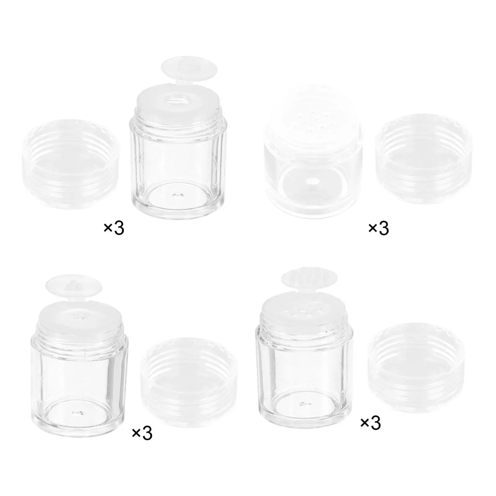 3 Pieces Empty Cosmetic Container Multifunctional Transparent with Lid 5ml