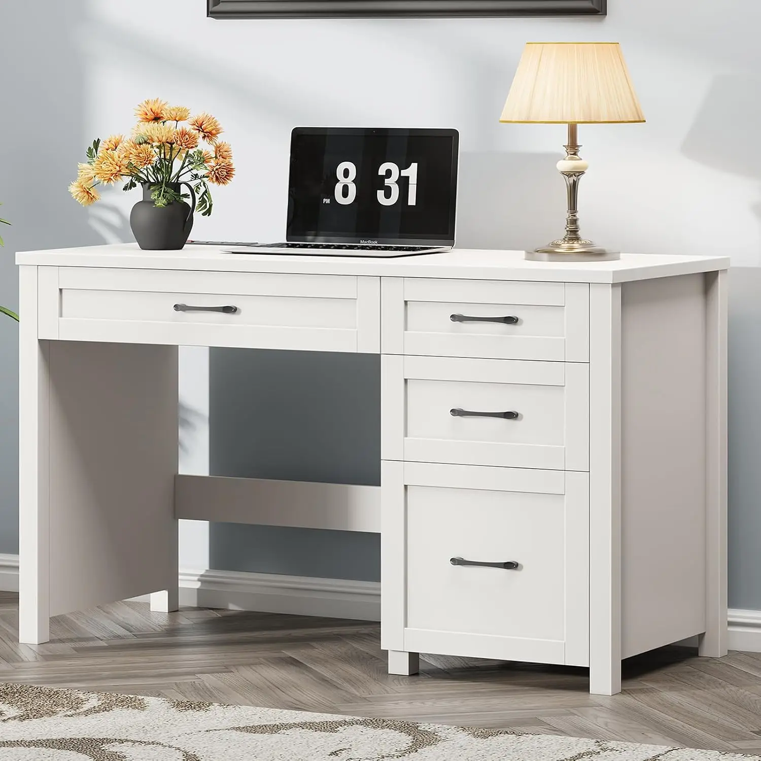 Farmhouse Computer Desk with File Drawer, 47