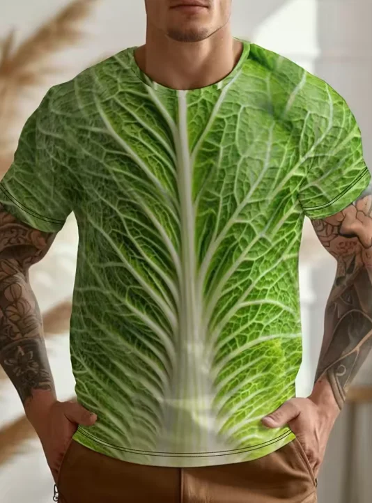 1/3 Pieces Funny Cabbage Lettuce T-Shirts Vegetable 3D Print Men Women Short Sleeve T Shirt Harajuku Y2K Tops Men's Clothing