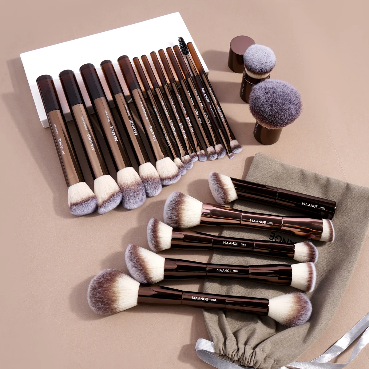 MAANGE 1PC/20PCS Makeup Brush Set Double Ended Foundation Contour Blush Eyes Brush Soft Fluffy Bristles Luxury Beauty Tools