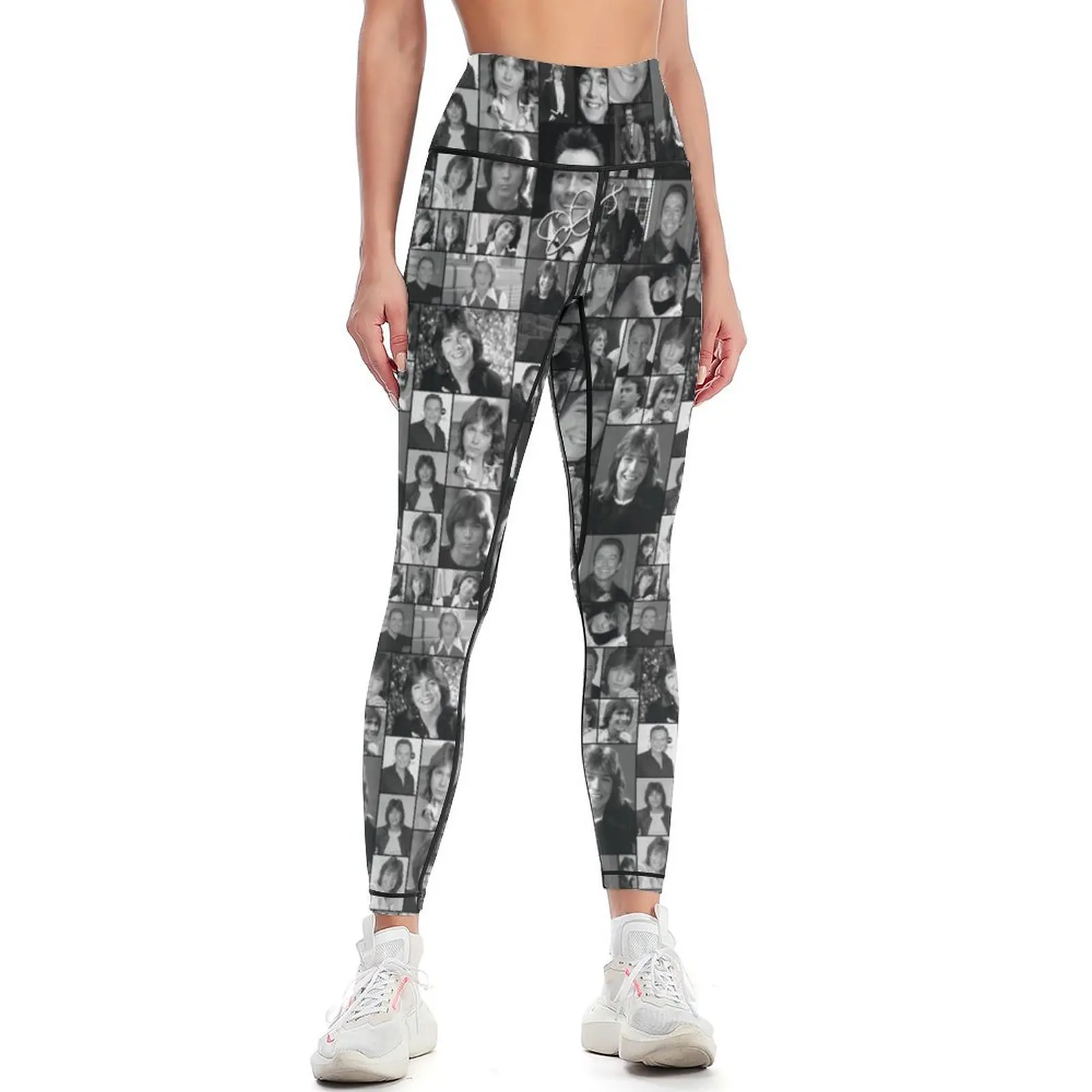 

D Cassidy - Black & White Celebrity Montage Pattern Leggings Women's high waist push up tights for active wear Womens Leggings