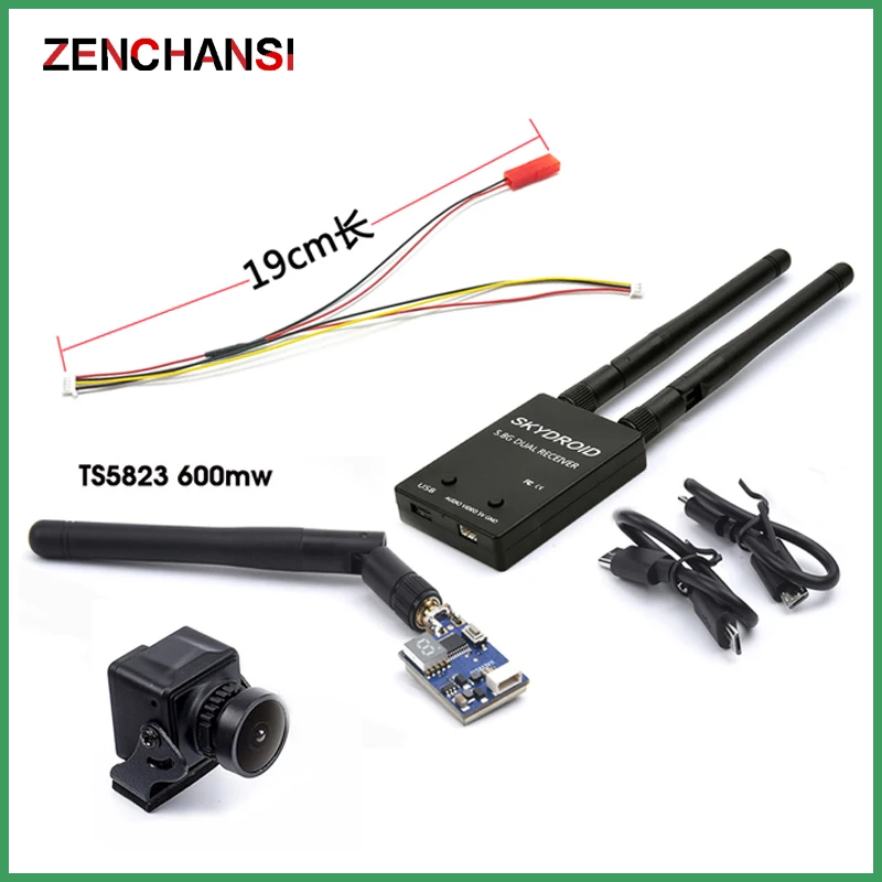 Ready to Use 5.8G 48CH TS5823 Transmitter 600mW & Skydroid W/ Antenna FUAV UVC 150CH & FPV 1200TVL Camera For RC Camera Drone