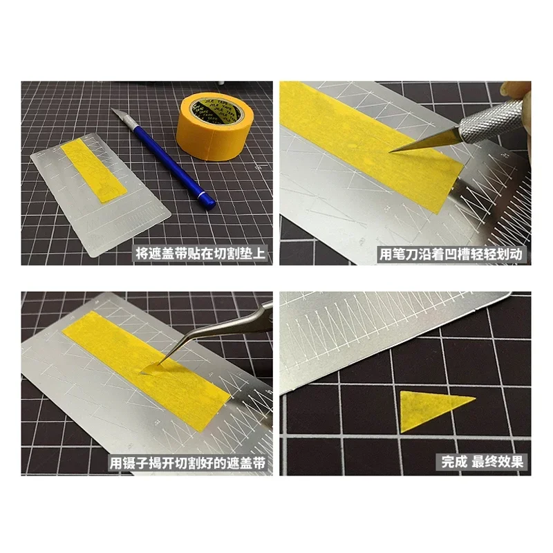 MS024 2in1 Stainless Steel Grooved Bevel Angled Cutting Mat Assembly Model Building Tools For Military Hobby DIY