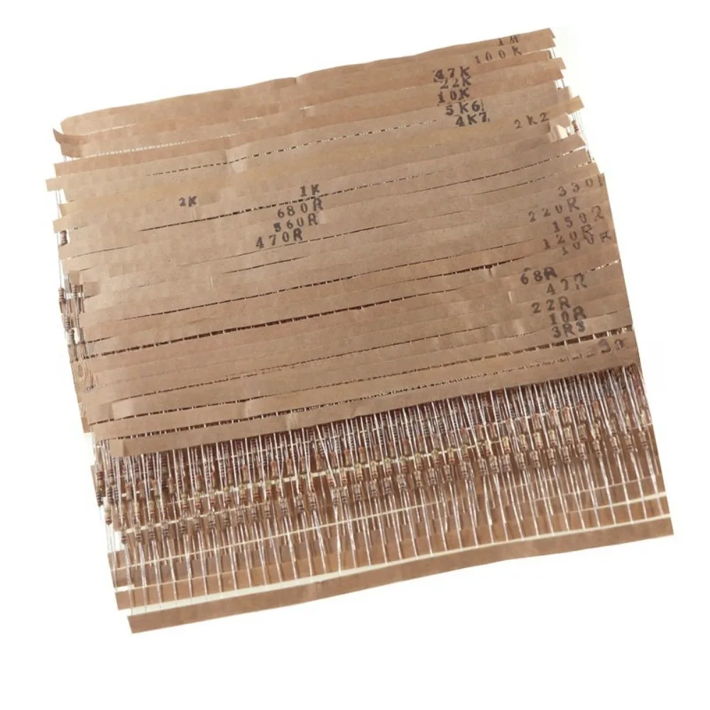 Carbon Film Resistor 1000Pcs 1/4W 5 25 Values 1R to 1M Ohm Assorted Kit for Arduino Electronics Repair Circuit Experiment