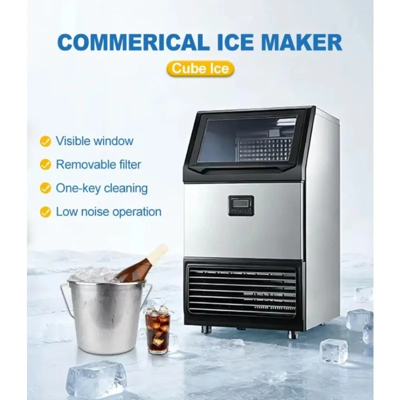 Customize Quiet Operation High-Efficiency Air Cooling Ice Machine with 126kg/24h Capacity and Cube Ice for Commercial Use