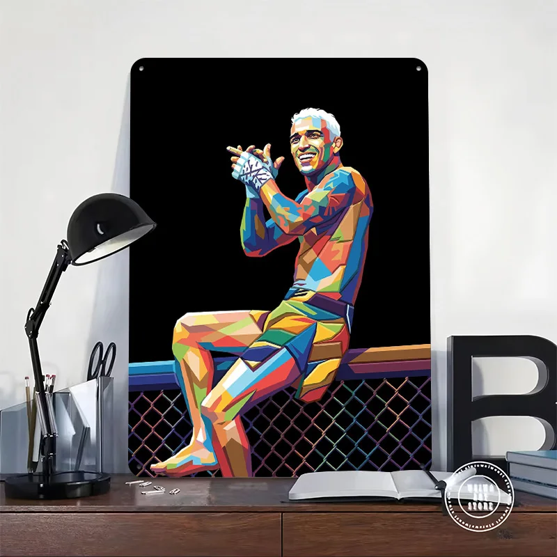 Charles Oliveira Colorful Polygon Art 3D Texture Printed Poster Custom Vintage Metal Tin Plate Sign for Wall Art Home Decoration