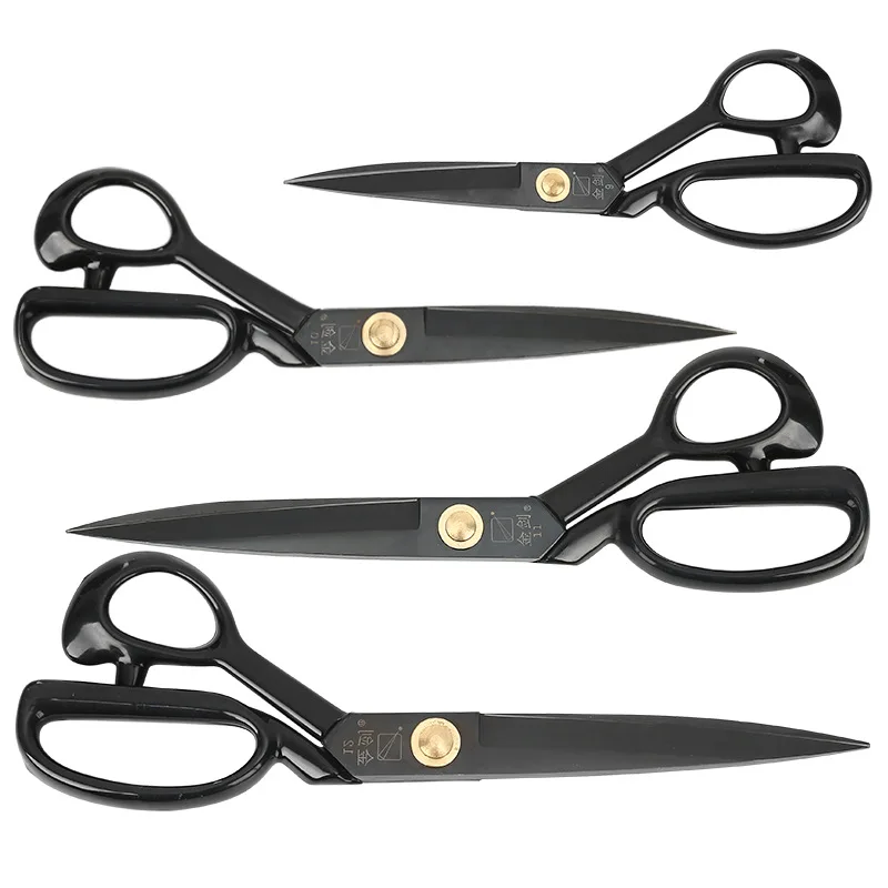 Black Manganese Steel Tailor Scissors,9-12 Inch Professional Scissors For Clothing Sewing Fabric Leather Cutting Household Tool