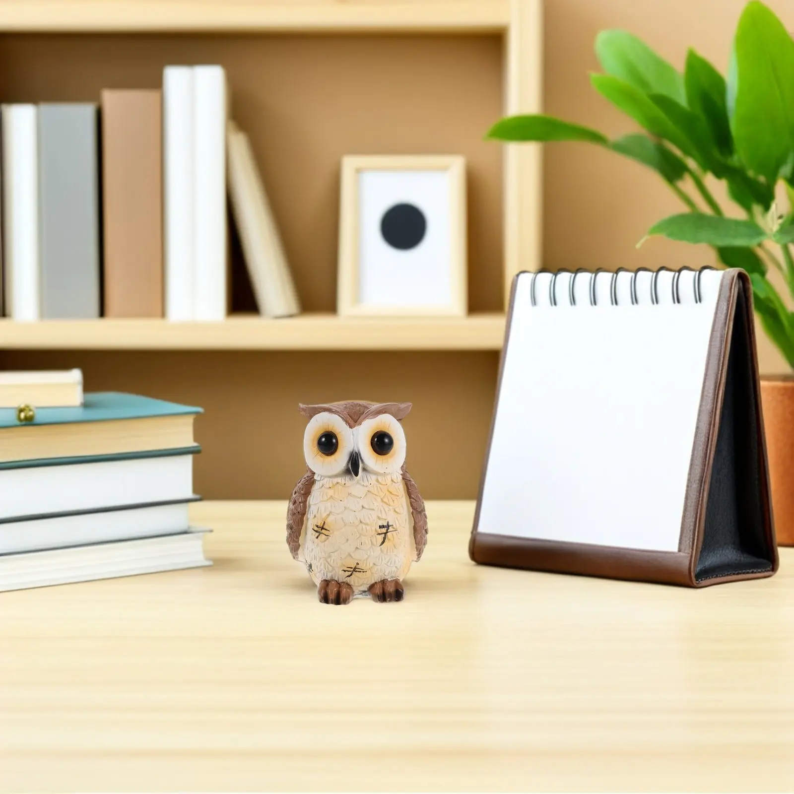 Statue d'hibou en résine réaliste pour jardin, pelouse, véranda, décoration de salon, étagère, bureau, petite sculpture de Noël