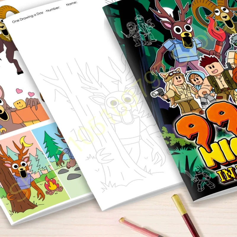 99 ليلة في الغابة الغزلان تلوين كتب الكبار سر الرسم كراسة الرسم فتاة اللعب اللوحة الأنشطة الإبداعية الهدايا الفنية