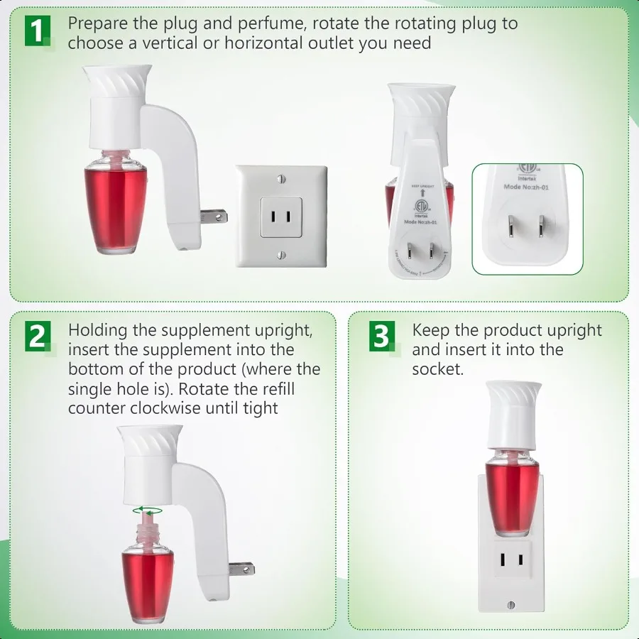 عطر حائط مع ضوء ليلي متوافق مع أعمال الحمام والجسم، عطر زهرة الحائط مع جوهر تصميم المكونات الدوارة