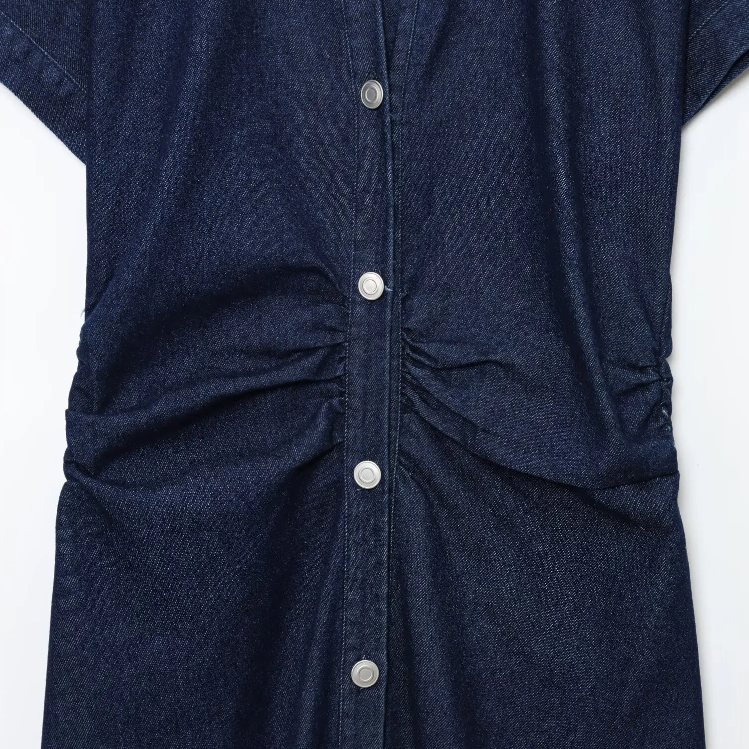 ZBZA Frühling Neue Faionable Design frauen Denim Midi Dr Ele Taille-Cinched H-Sle Polyester Faser Sommer Dr