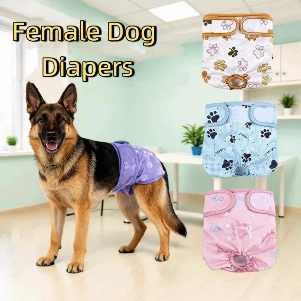 Washable Pet Sanitary Pants Adjustable Breathable Female Dog Diapers Politeness Belt Snaps Belly Pet Physiological Pants