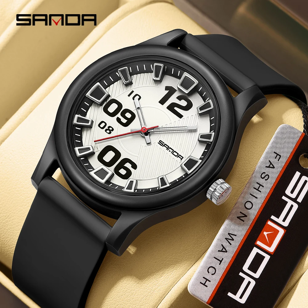 SANDA 3252 Top Popular Student Quartz Watch Fashionable and Simple Luminous Waterproof Silicone Tape Children's Quartz Watch