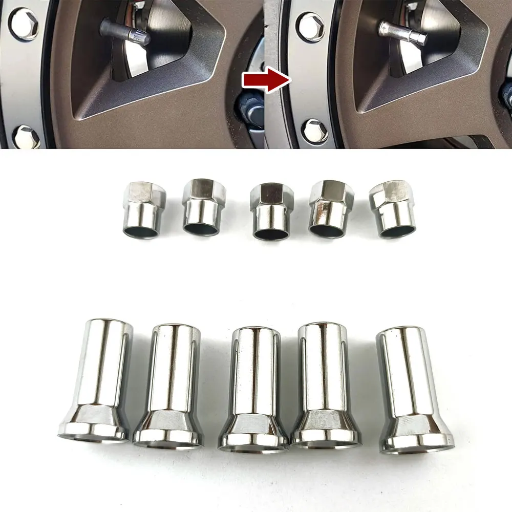 5Set Car Truck Tire Wheel Tyre Valve Stem Hex Caps TR414 Chrome Dustproof Cover Auto Wear Tire Valve Caps Sleeve Covers